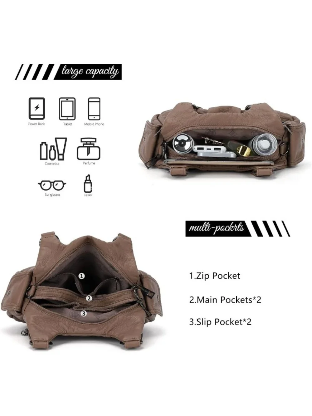Chic Y2K Small Vegan Leather Hobo Purse - Multi-Pocket Crossbody Tote Bag